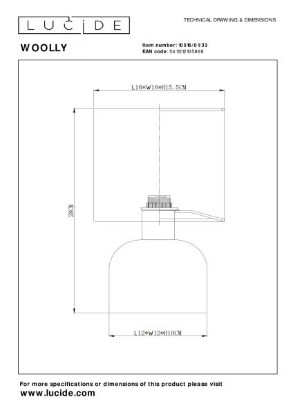 Lucide WOOLLY - Tafellamp - Ø 16 cm - 1xE14 - Groen - technisch